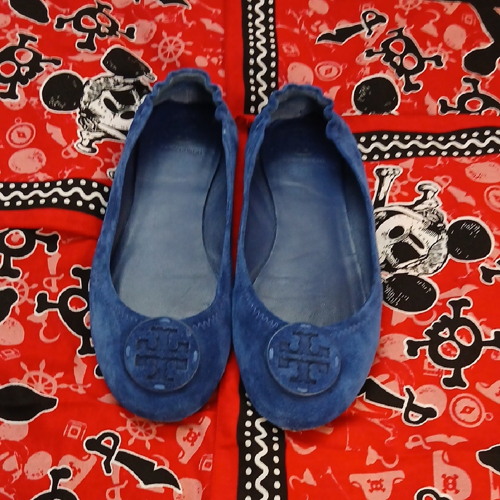 Blue Suede Ballet Flats
